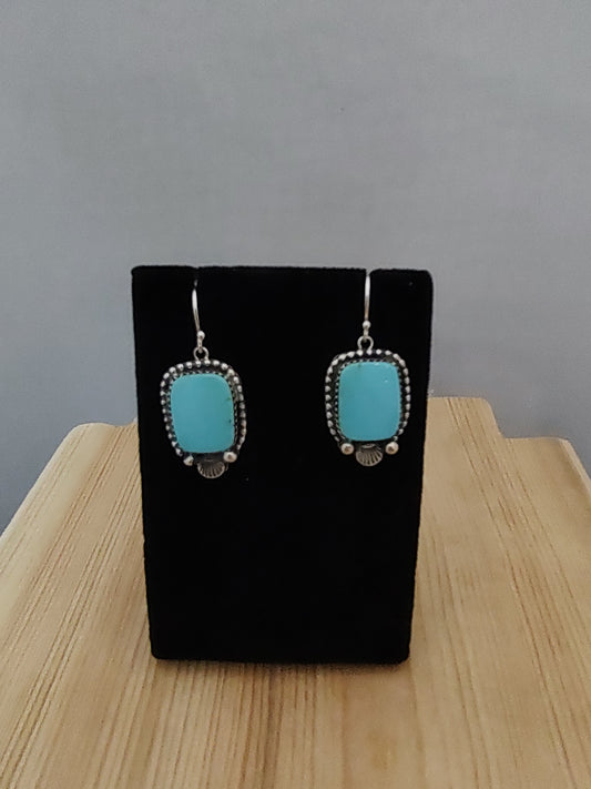 Kingman Turquoise with Beads on Hook Earrings