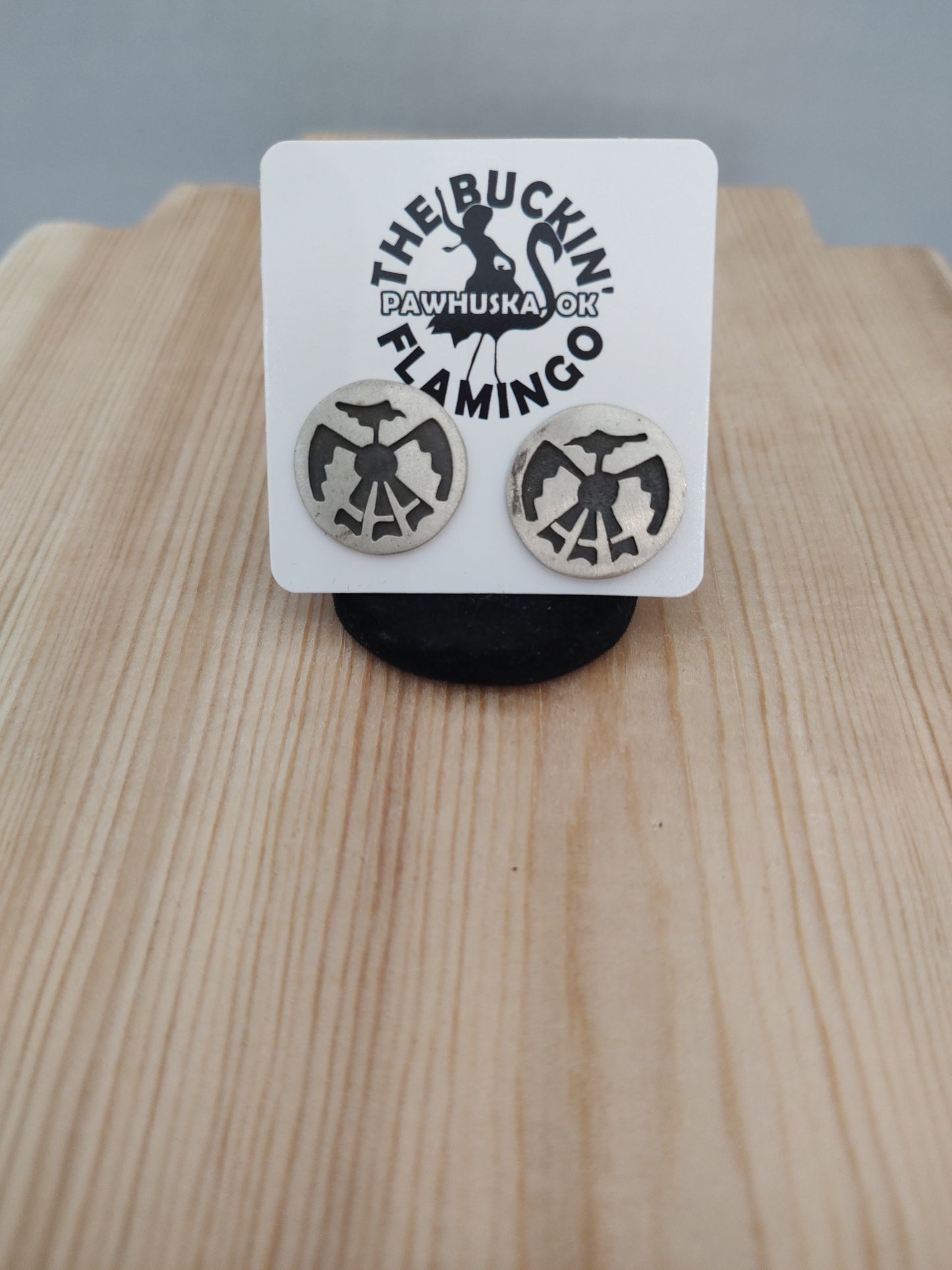 Silver Post Earrings with Bird Design