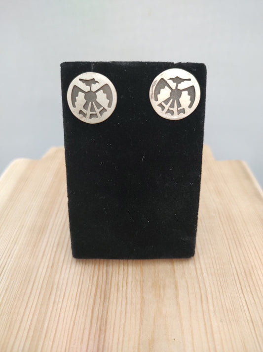 Silver Post Earrings with Bird Design