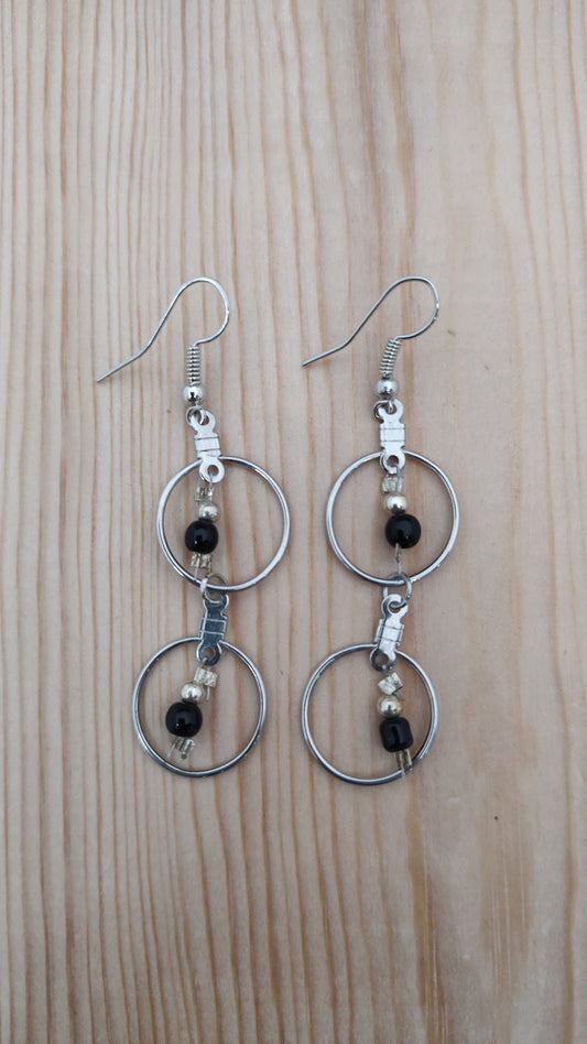 Black Onyx Dangle Hook Earrings