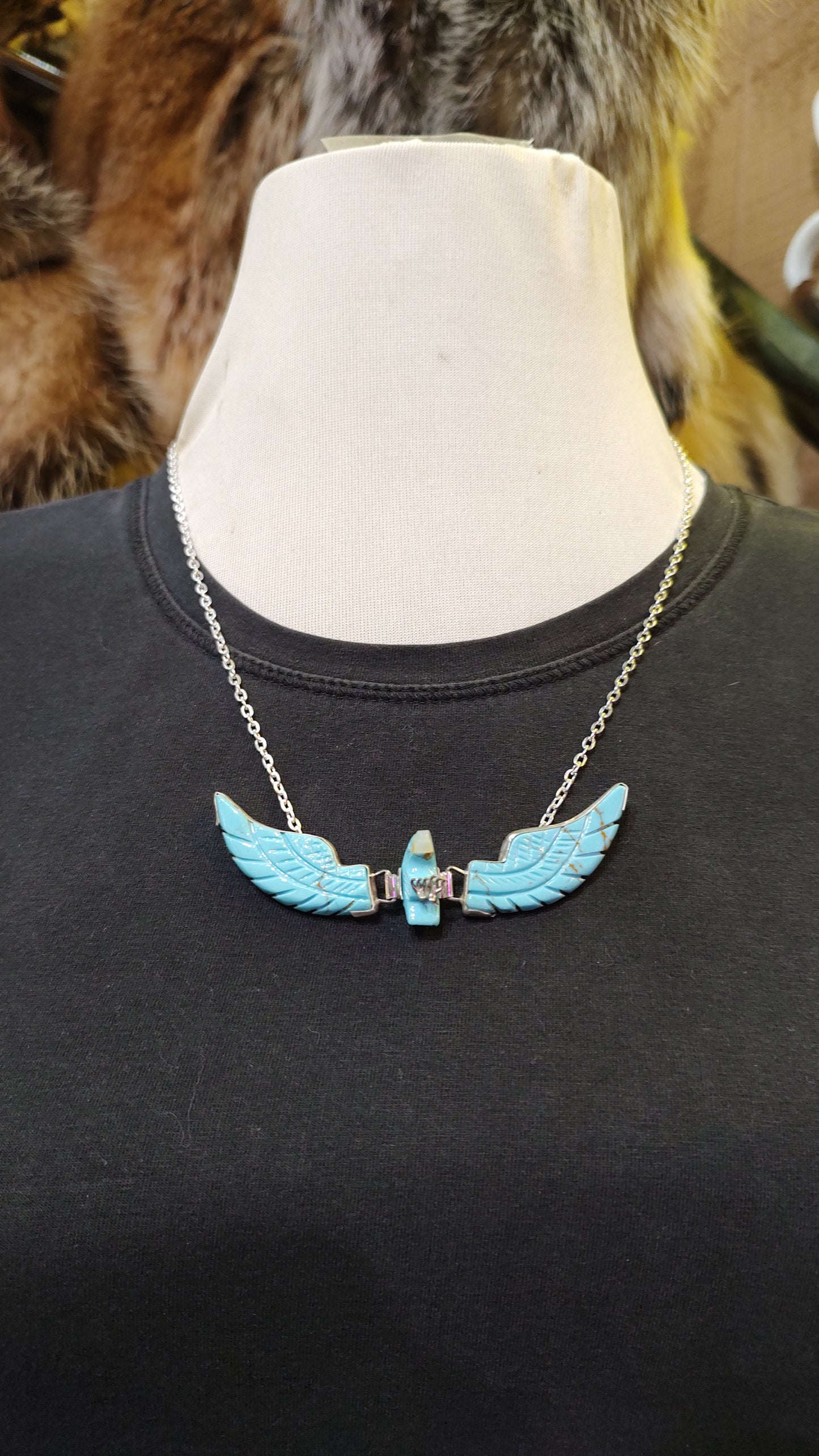 Carved Turquoise Eagle Necklace