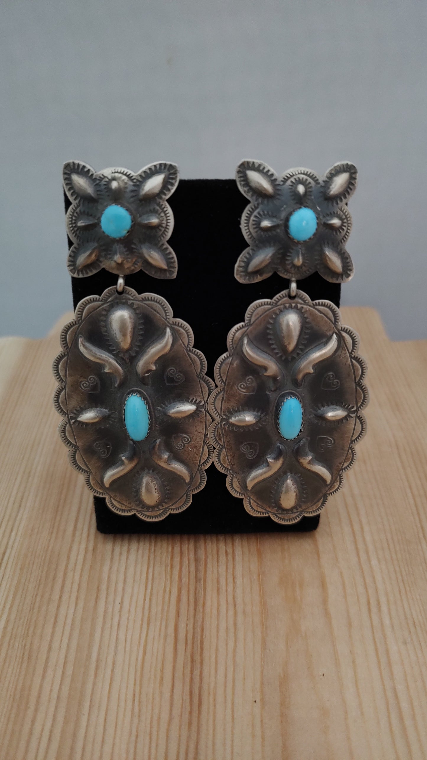 Sleeping Beauty Turquoise Post Dangle Earrings