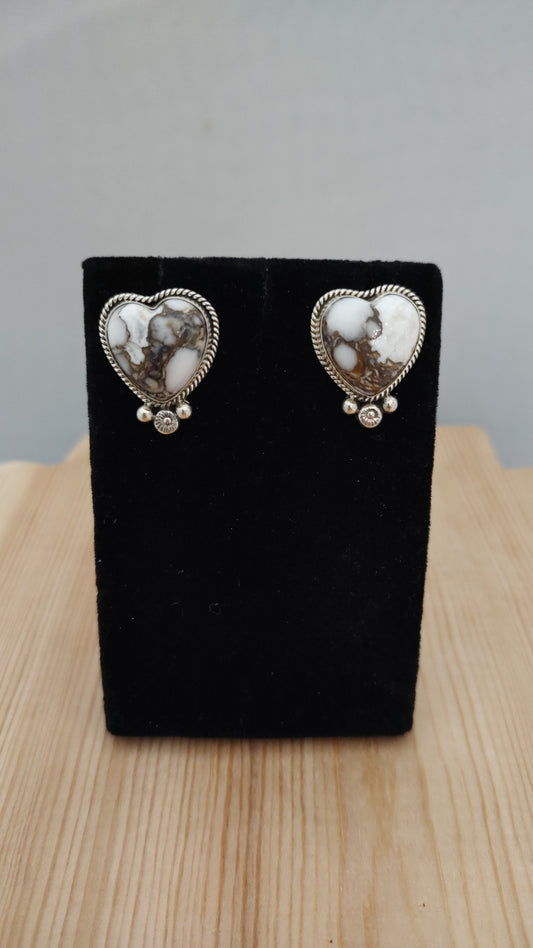 Heart Wild Horse (Crazy Horse) Post Earrings by Hada Collection