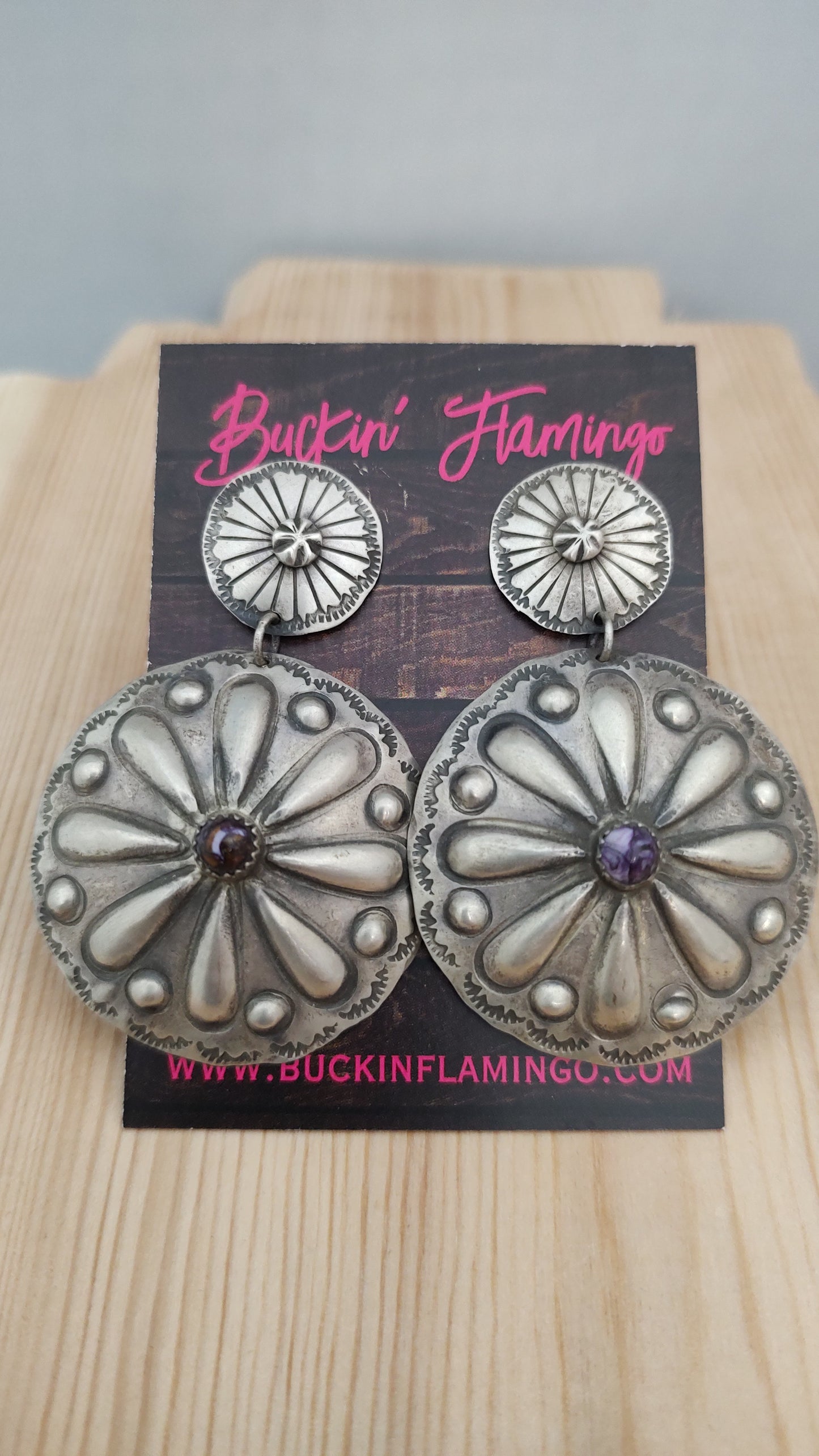 Purple Spiny Oyster Post Dangle Earrings