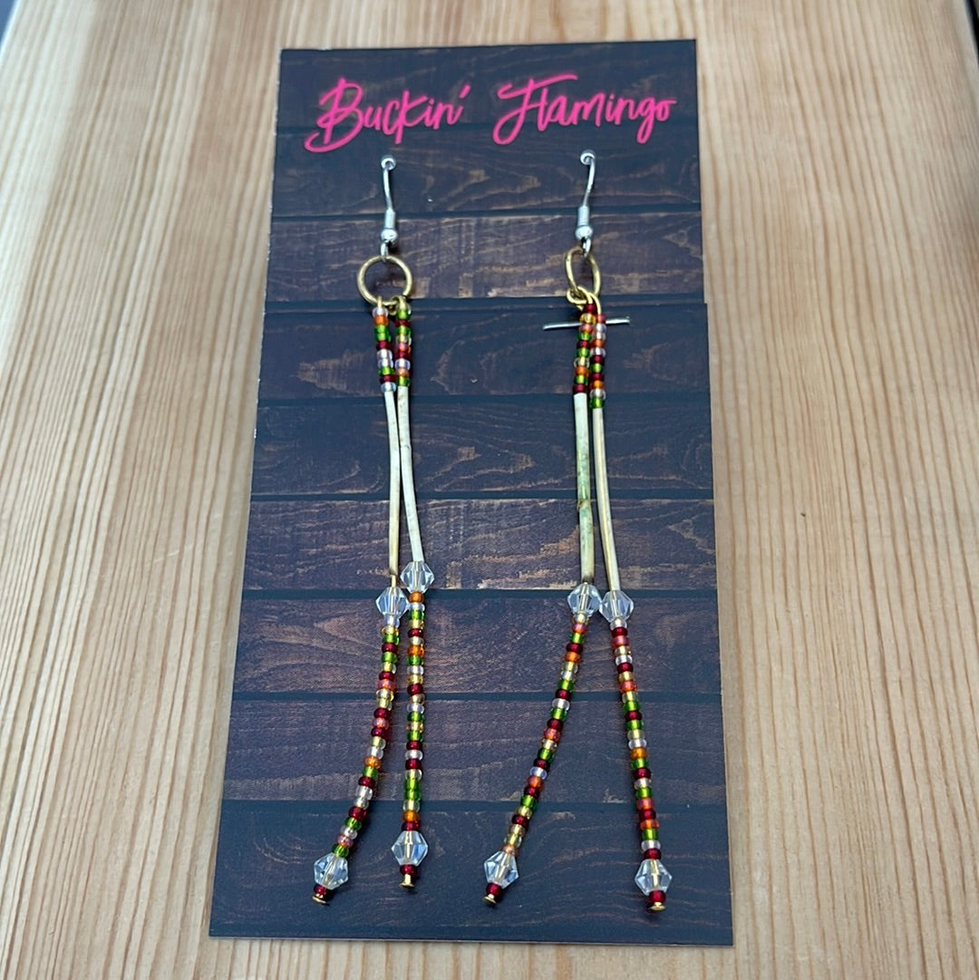 Porcupine Quill & Seed Beads on Hook Earrings