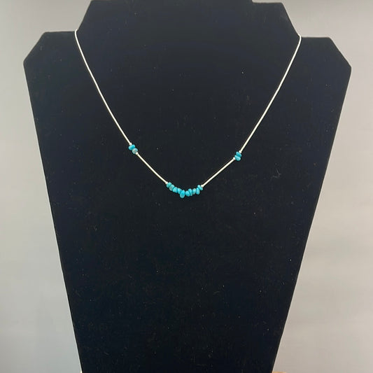Liquid Silver with Sleeping Beauty Turquoise 16" Necklace
