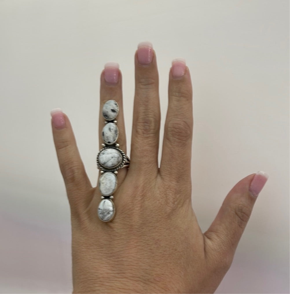 6.5 - White Buffalo 5 Stone Ring