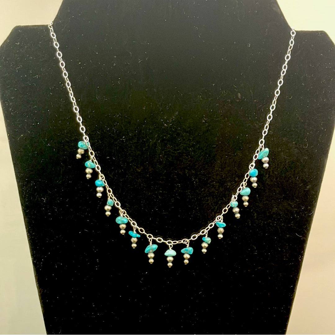 Sleeping Beauty Turquoise and Pearl Necklace