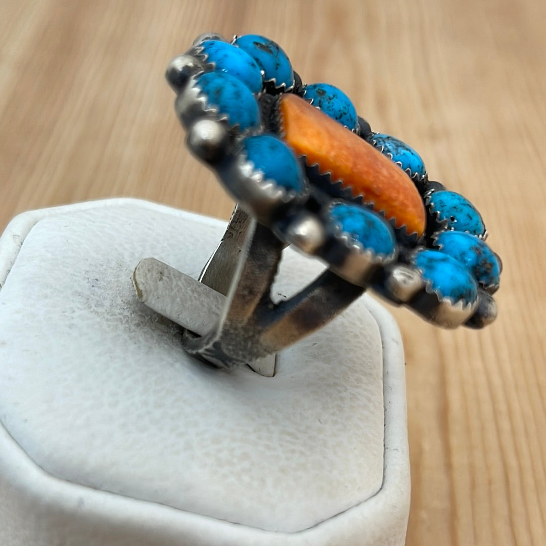 8.0 - Sleeping Beauty Turquoise with Square Spiny Oyster Ring