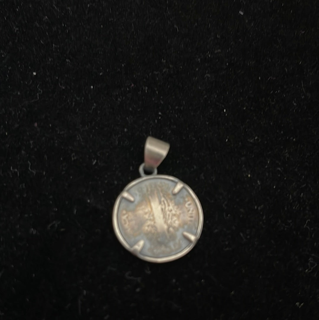 1938 Mercury Dime with Silver Pendant
