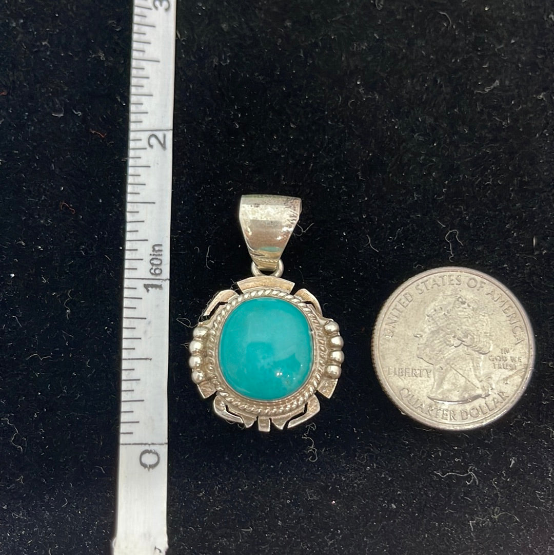 Round Kingman Turquoise Pendant