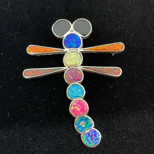 Opal Dragonfly with Black Jet Pin / Pendant
