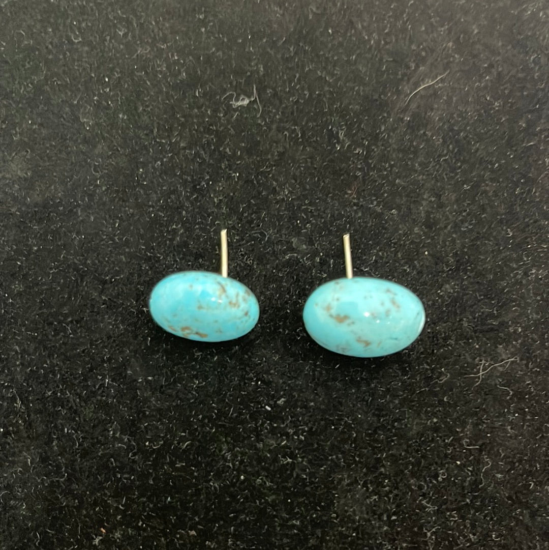 Tumbled Chunk Turquoise Post Earrings