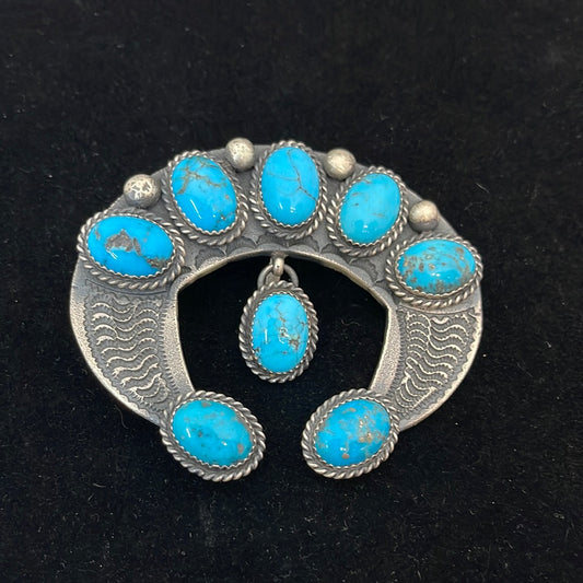 Kingman Turquoise on a Naja Shepherd's Hook Pendant