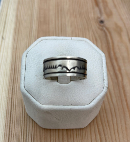 Size 11 - “Sun & Mountain” Stamped Band Ring