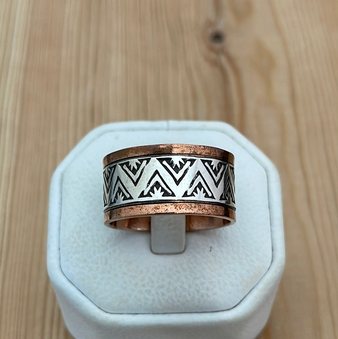 Copper & Silver Stamped Band Ring