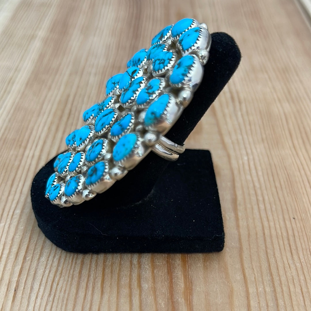 Sleeping Beauty Turquoise 30 Stone Adjustable Ring