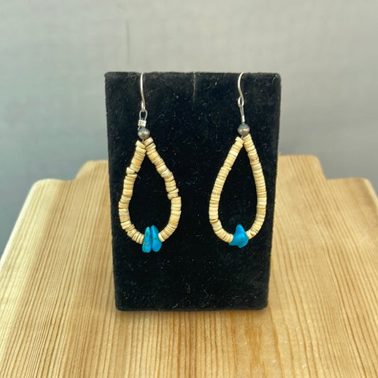 Melon Shell and Sleeping Beauty Turquoise on Hook Earrings