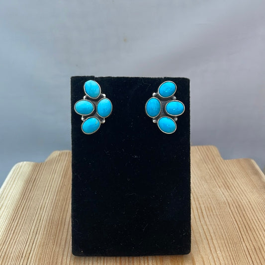 Sleeping Beauty Turquoise 4 Stone Post Earrings