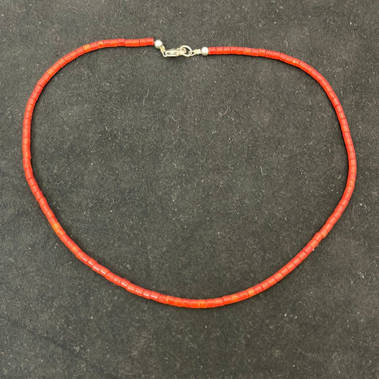 Coral Heishi Bead 16” Necklace