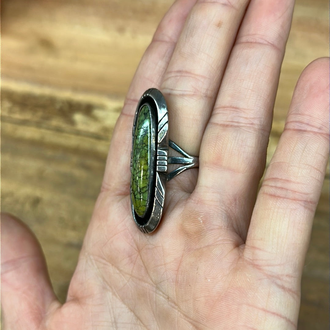 Vintage Damele Web Turquoise Ring 7.5