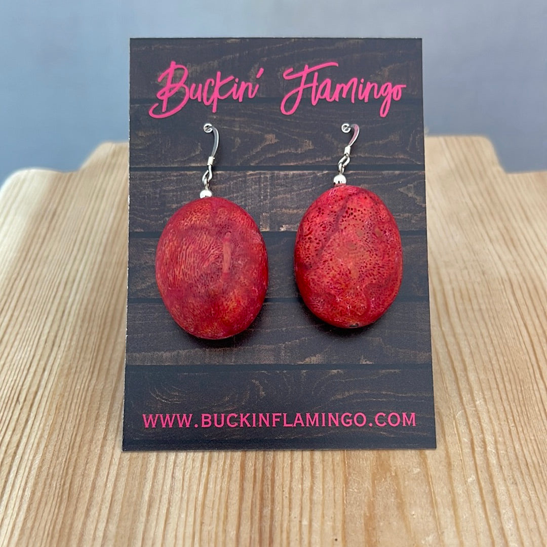 Apple Coral Hook Earrings