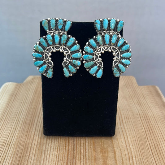 Sleeping Beauty Turquoise Petit Point Post Earrings