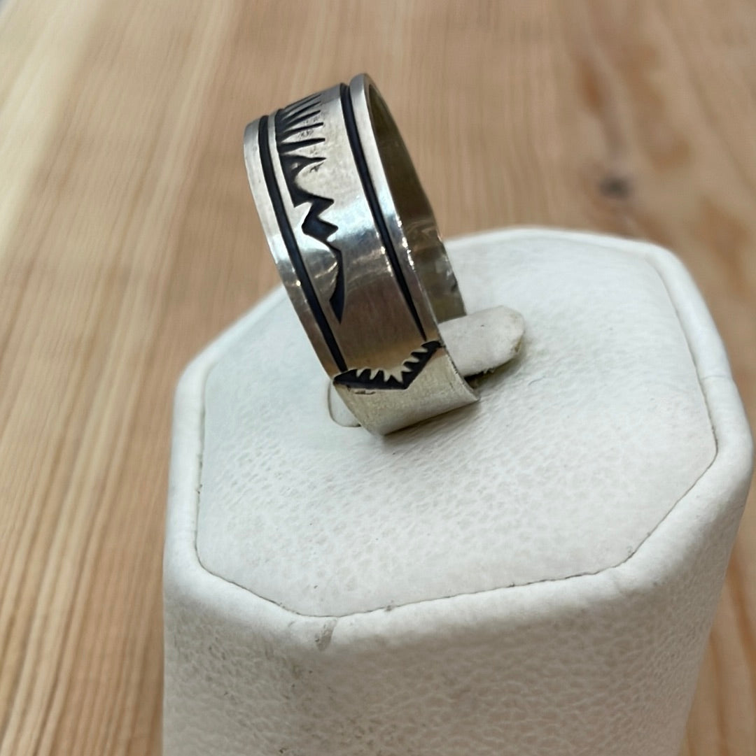 Size 14.5 - “Sun & Mount 2” Stamped Band Ring