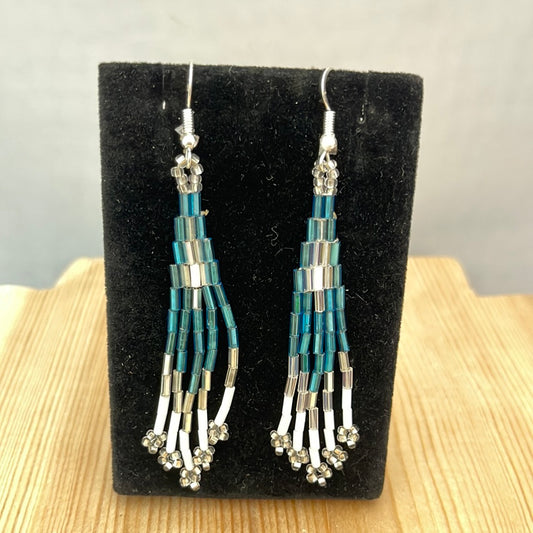 Seed Bead with Bar Bead on Hook Earrings