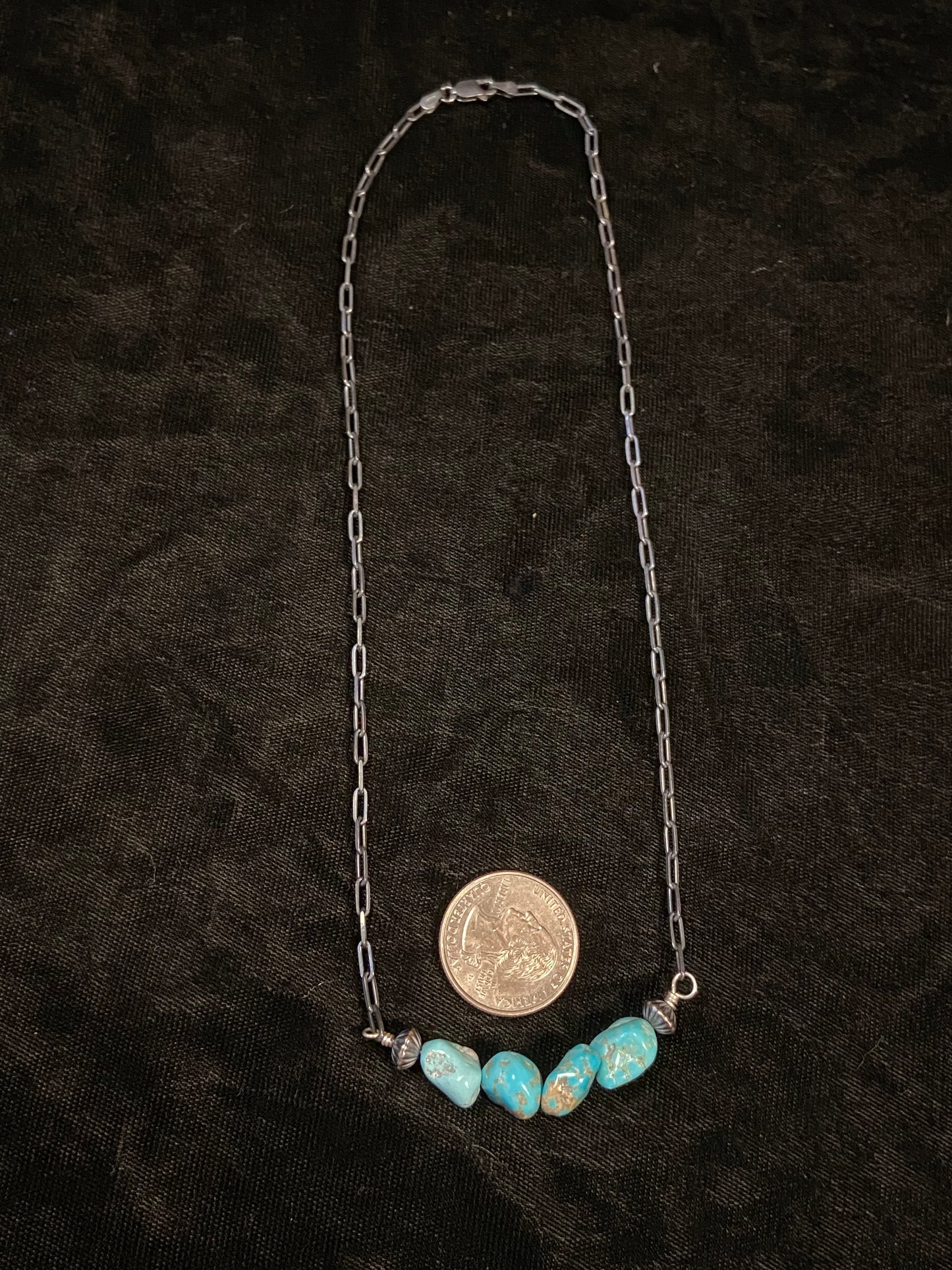 Natural Nugget Turquoise Paperclip Chain Necklace 16"