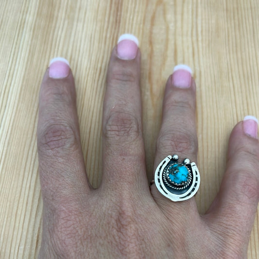 Horseshoe Sleeping Beauty Turquoise Ring