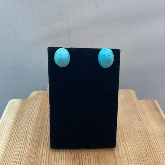 Tumbled Chunk Turquoise Post Earrings