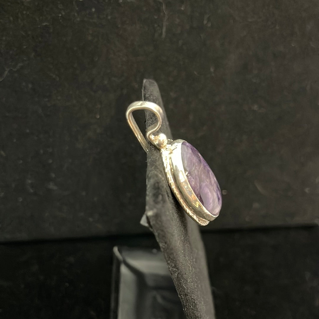 Vintage Charoite Shepherds Hook Pendant