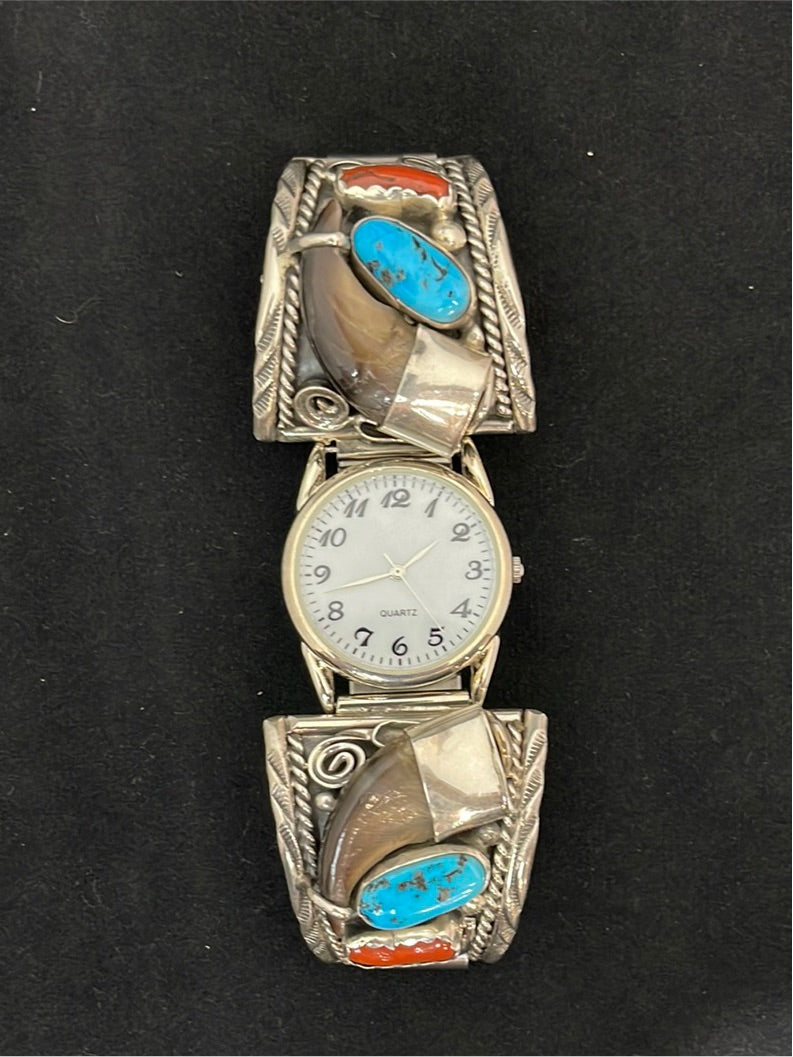 Coral, Bear Claw, and Sleeping Beauty Turquoise Watch