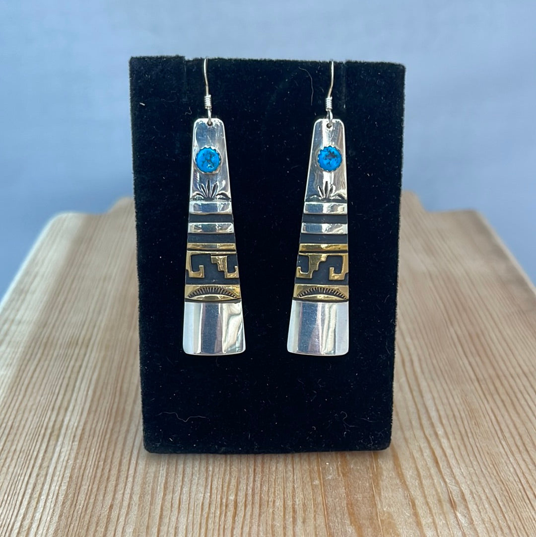 Silver Native Design Hook Earrings