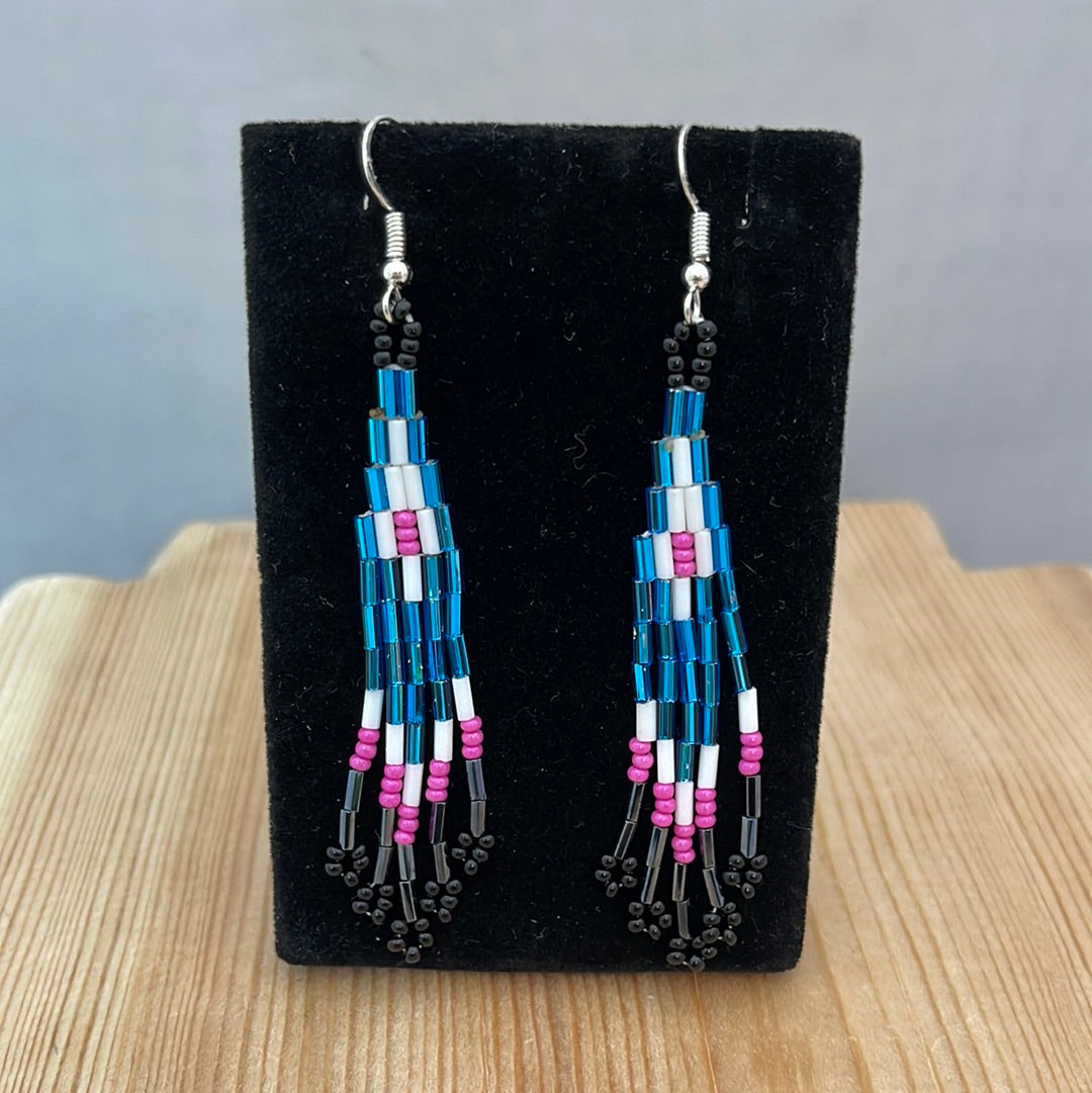 Seed Bead with Bar Bead on Hook Earrings