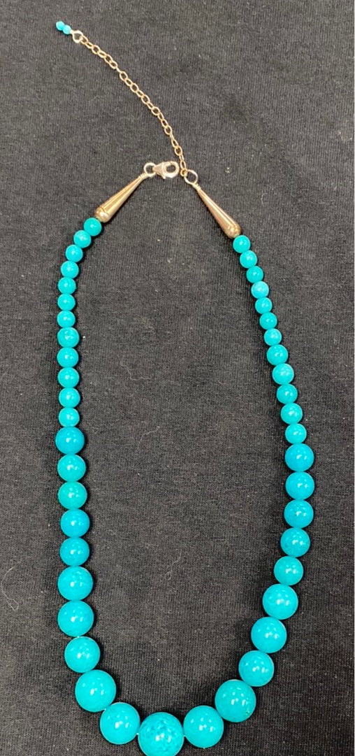 18” plus 3 1/2” Blue Magnesite graduated necklace