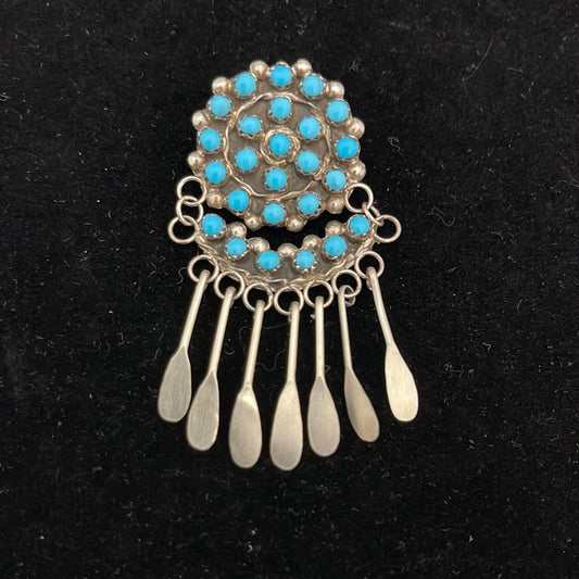 Sleeping Beauty Turquoise Zuni Petit Point Pin/Brooch