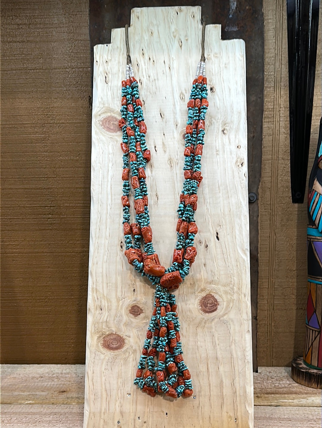 Vintage 4 Strand Turquoise & Coral Santo Domingo Necklace With Jacla ...