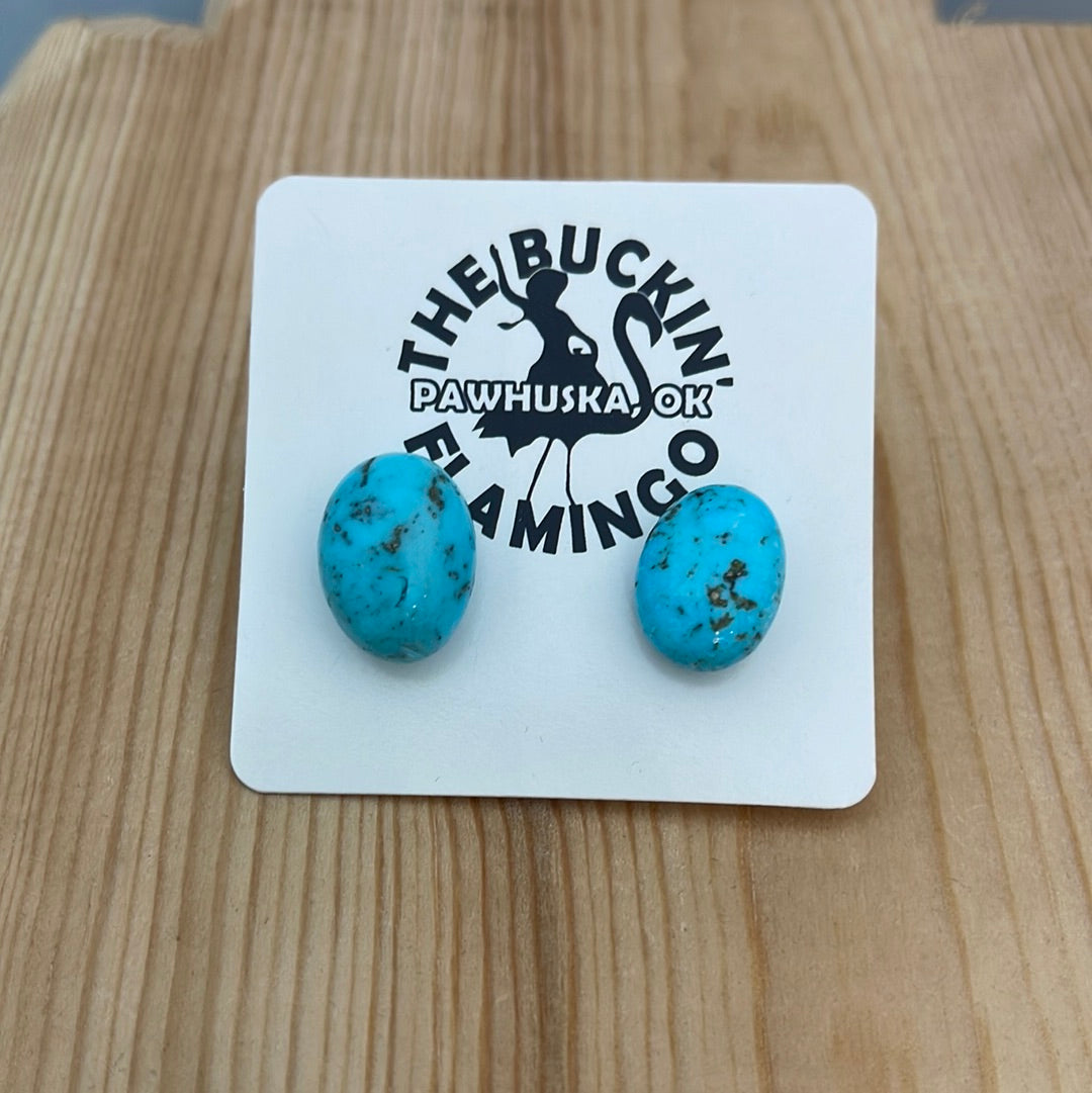 Tumbled Chunk Turquoise Post Earrings