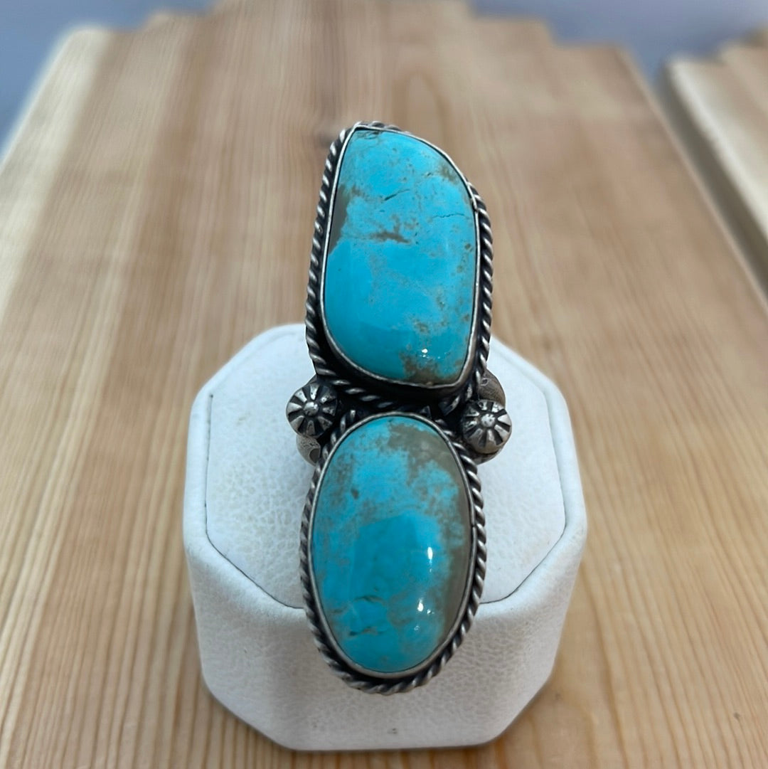 9.5 - Kingman Turquoise 2 Stone Ring