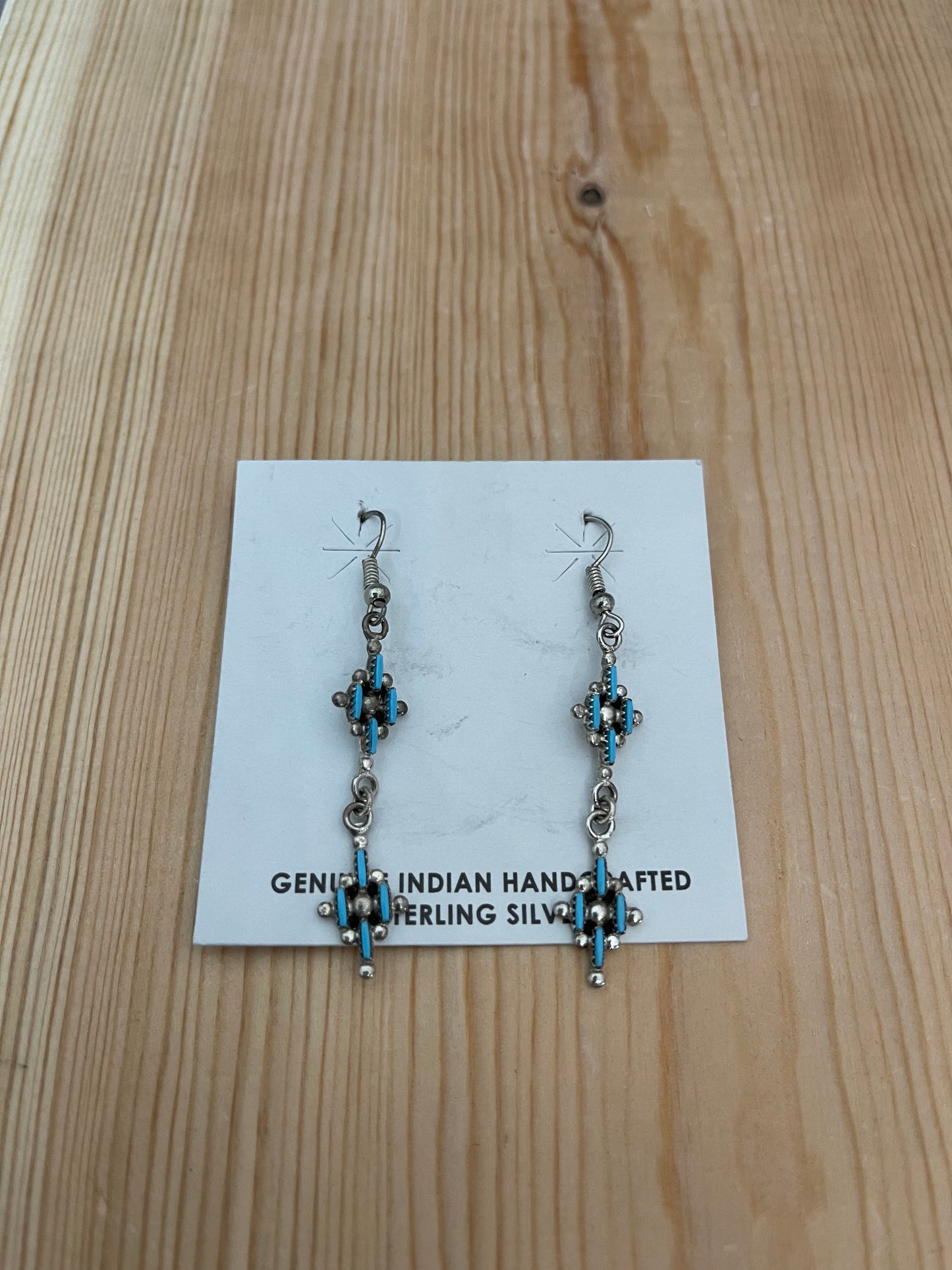 Sleeping Beauty Turquoise Zuni Hook Earrings