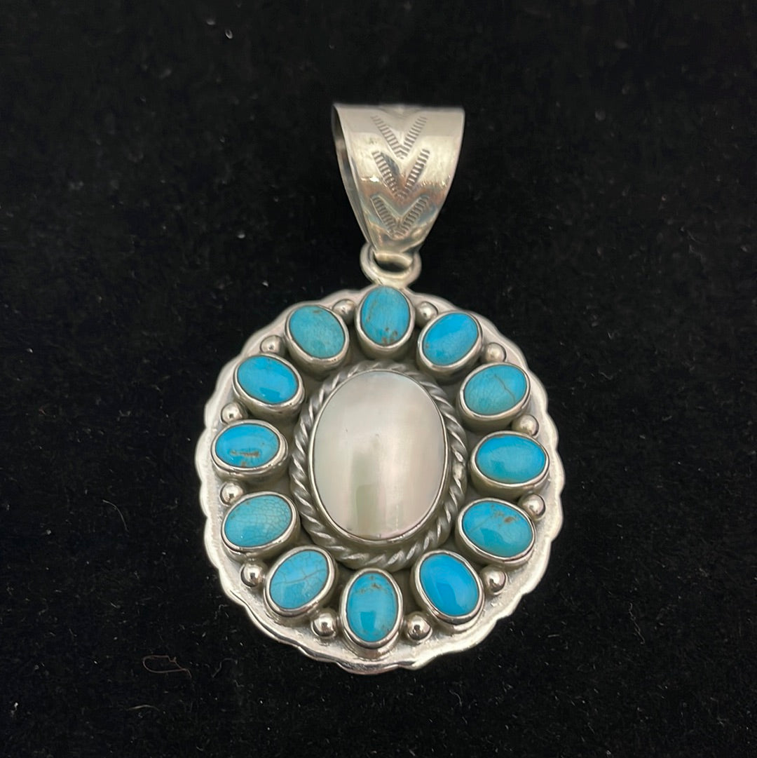 Mother of Pearl and Sleeping Beauty Turquoise Pendant