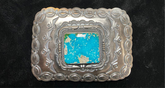 Sonoran Gold Turquoise Belt Buckle by J. Nelson, Navajo