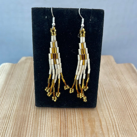 Seed Bead with Bar Bead on Hook Earrings