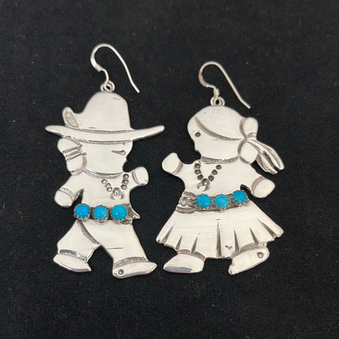 Navajo Man and Woman with Sleeping Beauty Turquoise Earrings
