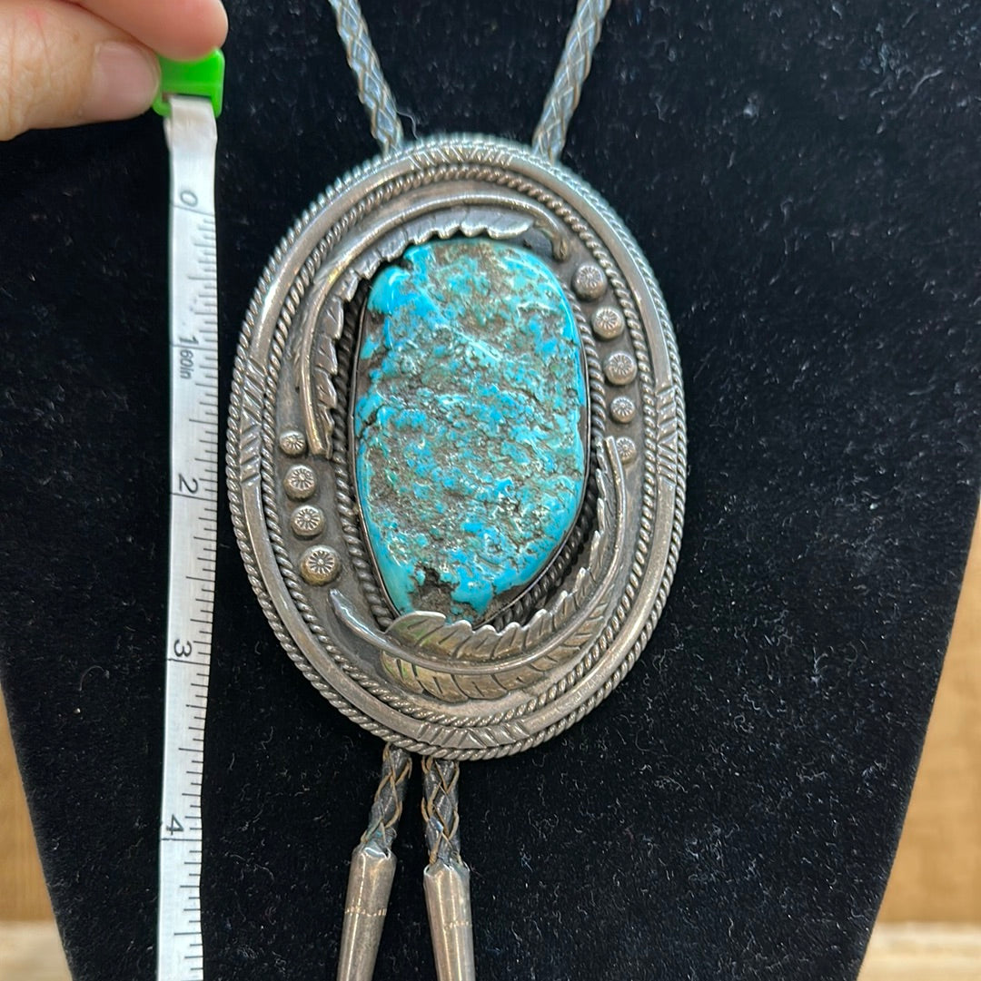 Vintage Bolo Tie with Natural Turquoise