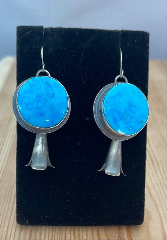 White Water Turquoise Blossom Hook Earrings