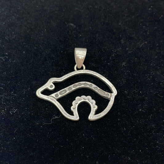 Stamped Silver Bear Pendant