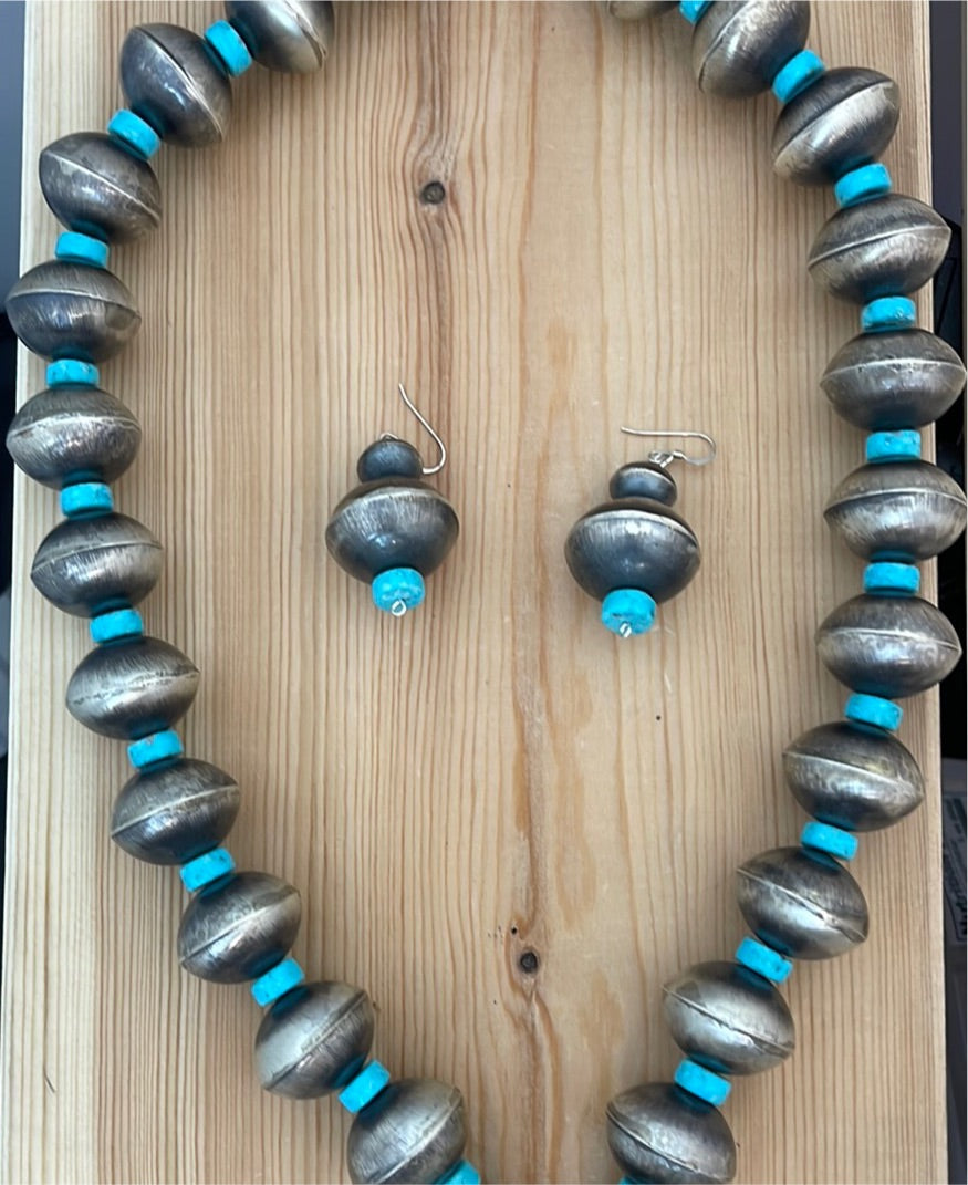Handmade Navajo Pearls - 30" Necklace & Earring Set
